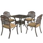 5-Piece Cast Aluminum Garden Dining Set with Cushions