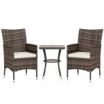 Brown Rattan Bistro Set for Outdoor Gardens