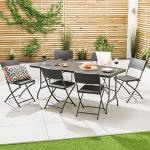 6-Seater Rattan Effect Folding Garden Table Set