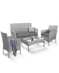 4-Piece Outdoor Rattan Furniture Set - Gray