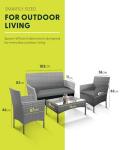 4-Piece Outdoor Rattan Furniture Set - Gray