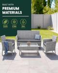 4-Piece Outdoor Rattan Furniture Set - Gray