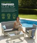 4-Piece Outdoor Rattan Furniture Set - Gray