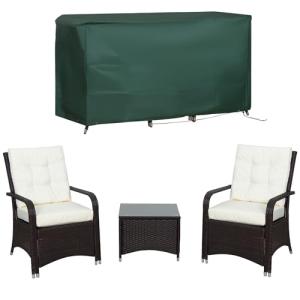 3-Piece Rattan Bistro Set with Cushions