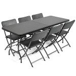 6-Seater Rattan Effect Folding Garden Table Set