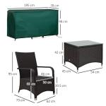 3-Piece Rattan Bistro Set with Cushions