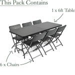 6-Seater Rattan Effect Folding Garden Table Set