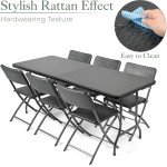 6-Seater Rattan Effect Folding Garden Table Set