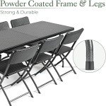 6-Seater Rattan Effect Folding Garden Table Set