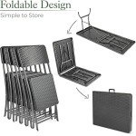 6-Seater Rattan Effect Folding Garden Table Set