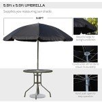 6-Piece Black Patio Dining Set with Umbrella
