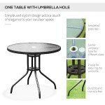 6-Piece Black Patio Dining Set with Umbrella