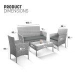 4-Piece Outdoor Rattan Furniture Set - Gray
