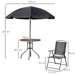 6-Piece Black Patio Dining Set with Umbrella