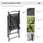 6-Piece Black Patio Dining Set with Umbrella