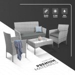 4-Piece Outdoor Rattan Furniture Set - Gray