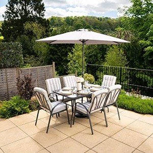Hectare 6-Seater Outdoor Dining Set with Parasol