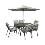 Hectare 6-Seater Outdoor Dining Set with Parasol