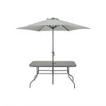 Hectare 6-Seater Outdoor Dining Set with Parasol