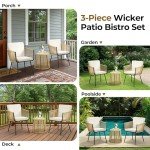 3-Piece Outdoor Rattan Bistro Dining Set