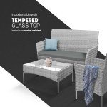 4-Piece Outdoor Rattan Furniture Set - Gray
