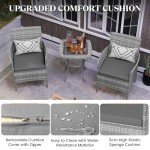 3-Piece Rattan Bistro Set with Cushions