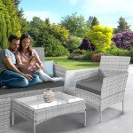 4-Piece Outdoor Rattan Furniture Set - Gray