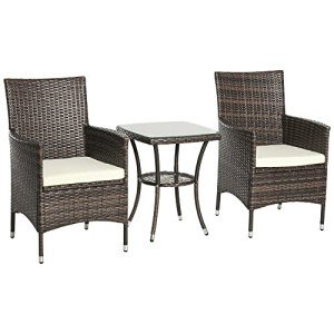 Brown Rattan Bistro Set for Outdoor Gardens