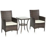 Brown Rattan Bistro Set for Outdoor Gardens