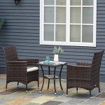 Brown Rattan Bistro Set for Outdoor Gardens