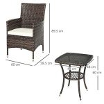Brown Rattan Bistro Set for Outdoor Gardens