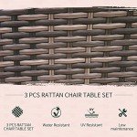 Brown Rattan Bistro Set for Outdoor Gardens