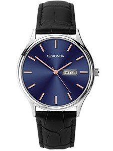 Sekonda Blue Rose-Gold Dial Leather Watch 1701