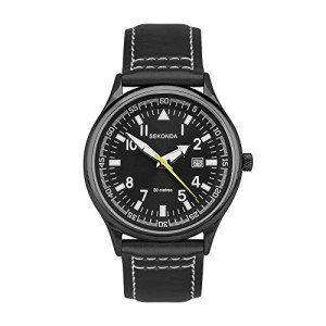 SEKONDA Men's Black Leather Quartz Watch 3882.27
