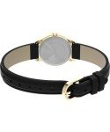 Timex Women's Gold Watch with Black Leather Strap