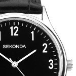 Sekonda Men's Black 40mm Quartz Watch with Leather Strap