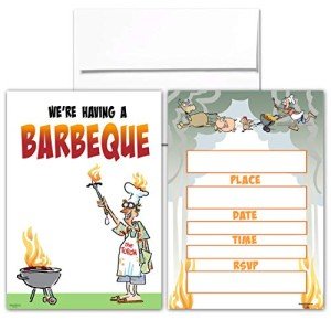 Funny BBQ Party Invitations with Envelopes