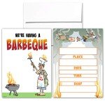 Funny BBQ Party Invitations with Envelopes