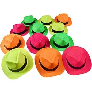 24 Neon Gangster Fedora Party Hats for Fun