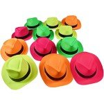 24 Neon Gangster Fedora Party Hats for Fun