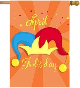 Hipster April Fools Funny Cartoon Garden Flag