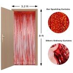 “Red Foil Tinsel Curtains for Fun Parties”