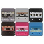 Funny Vintage Cassette Tape Coasters - 6 Pack