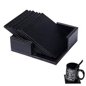 Funny Leather Coasters - 6 Pack for Drinks