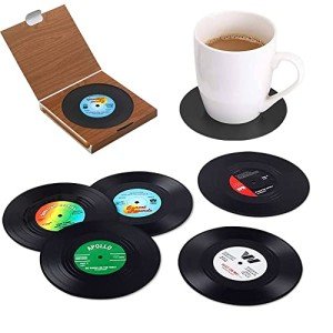 Retro Vinyl Record Drink Coaster Set of 6