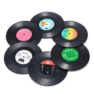 Funny Vinyl Record Drink Coasters - Set of 6