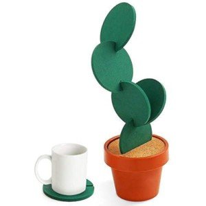Cactus Drink Coaster Set with Flowerpot Holder