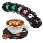 Funny Vinyl Record Drink Coasters - Set of 6