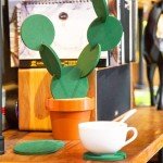 Cactus Drink Coaster Set with Flowerpot Holder