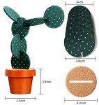 Funny Cactus Coasters Set with Flowerpot Holder